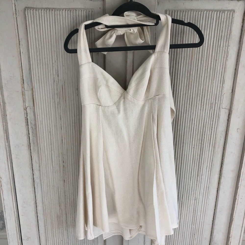 Free people cream tie halter romper